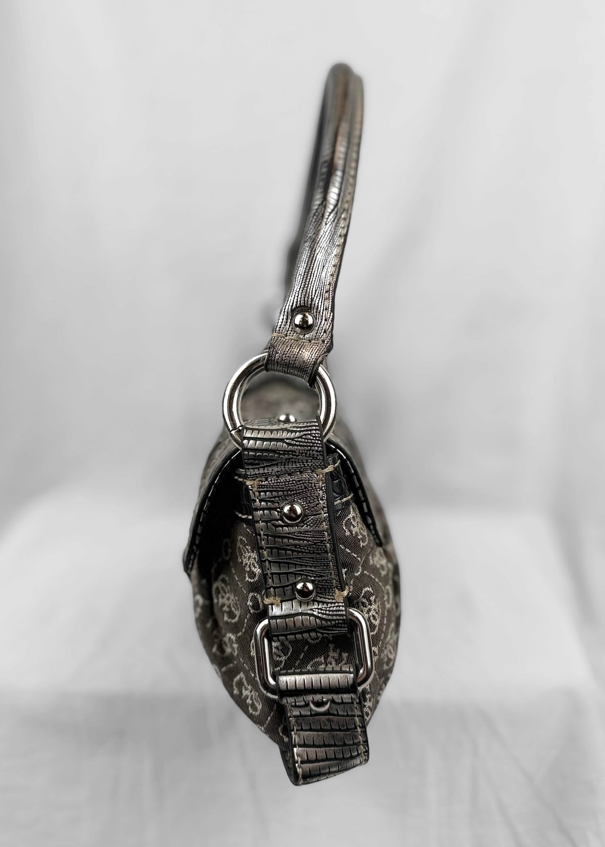 Vintage Guess Bag in Grey Denim Silver