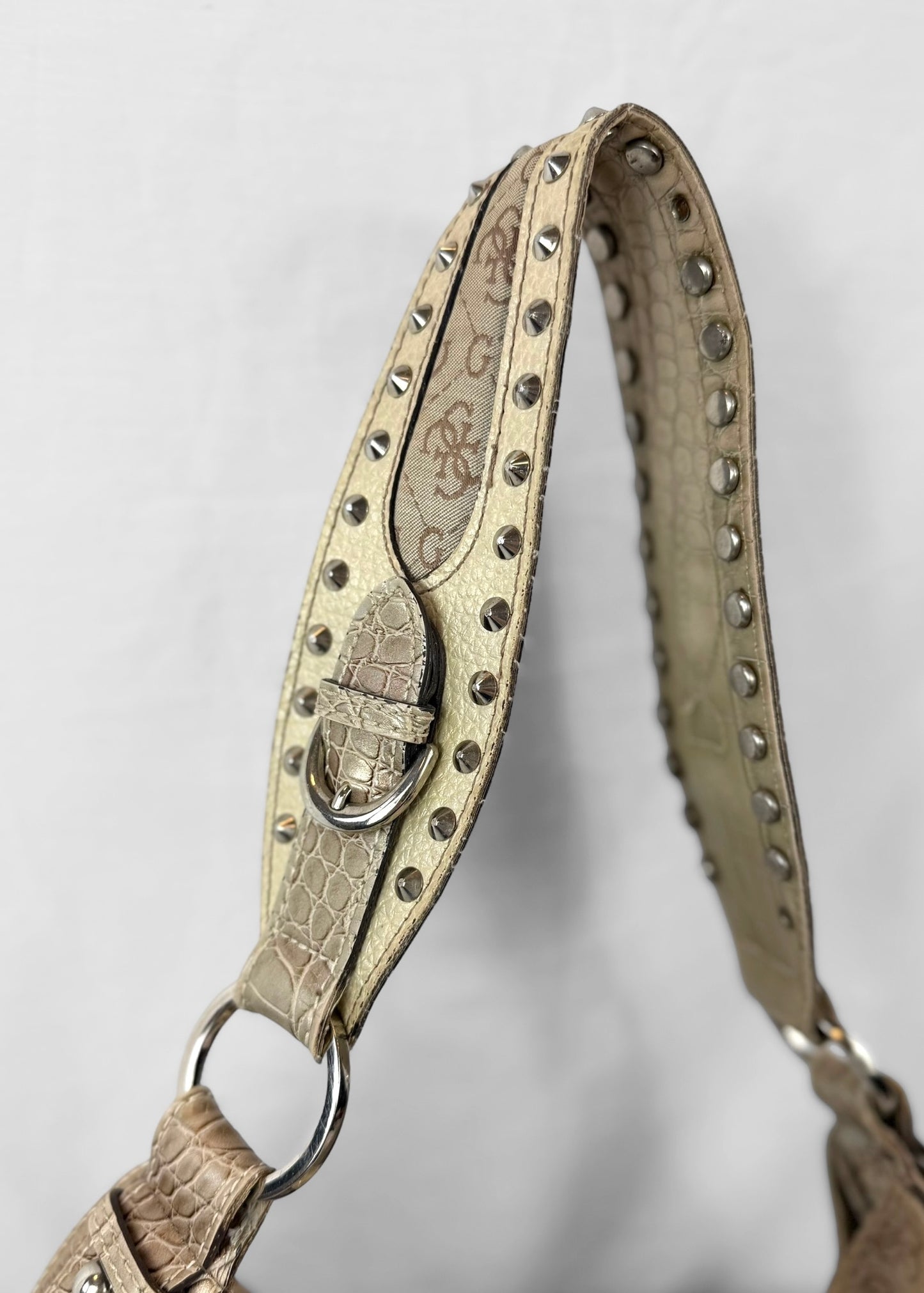 Vintage Guess Hobo Bag in Crème and Studs