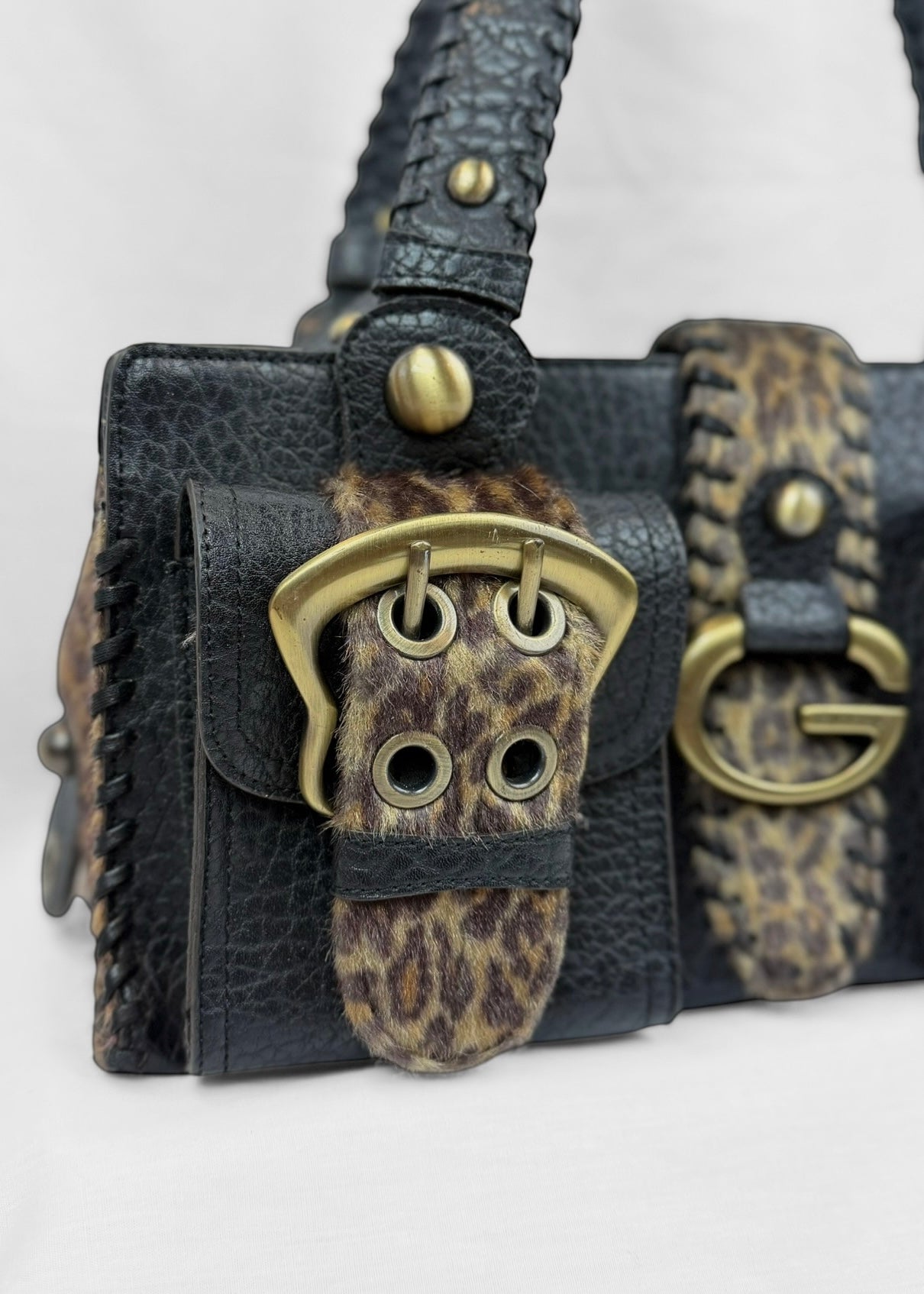 Vintage Guess Bag in Black Leopard