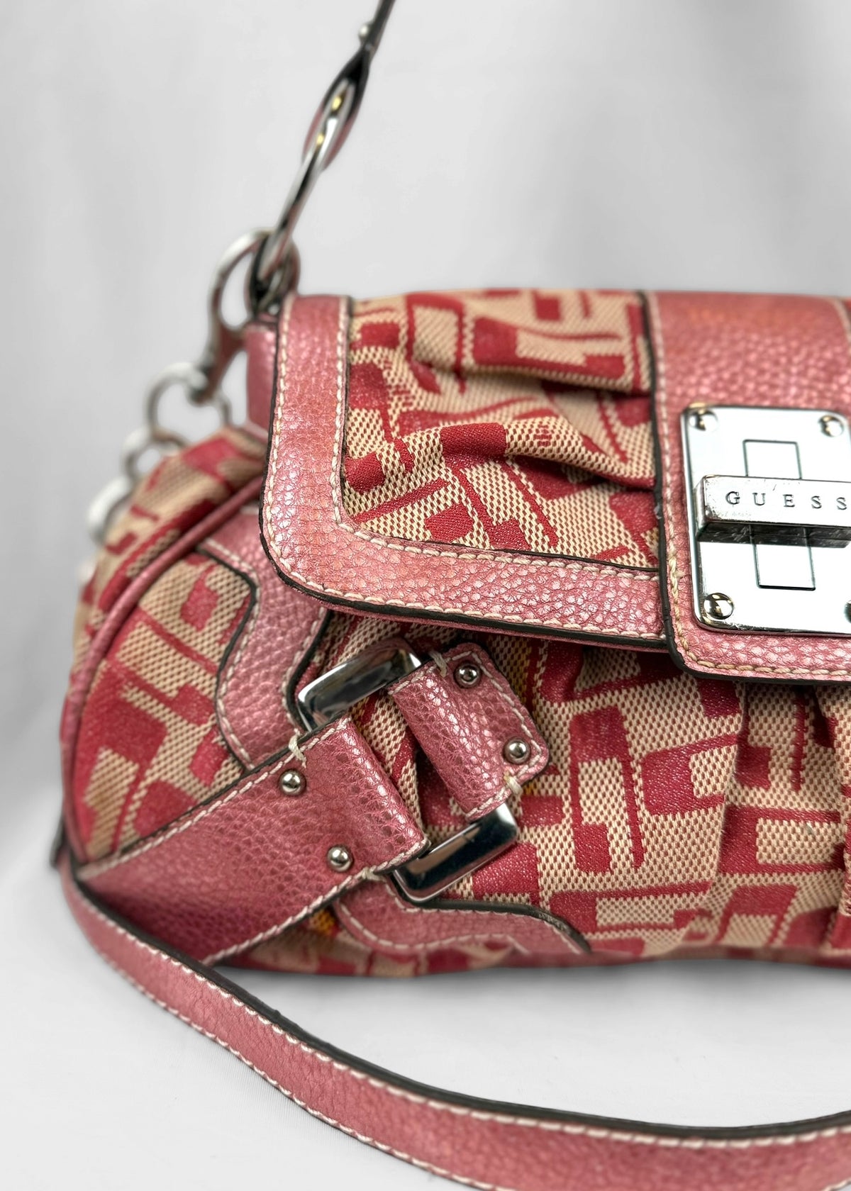 Vintage Guess Bag in Pink and Silver