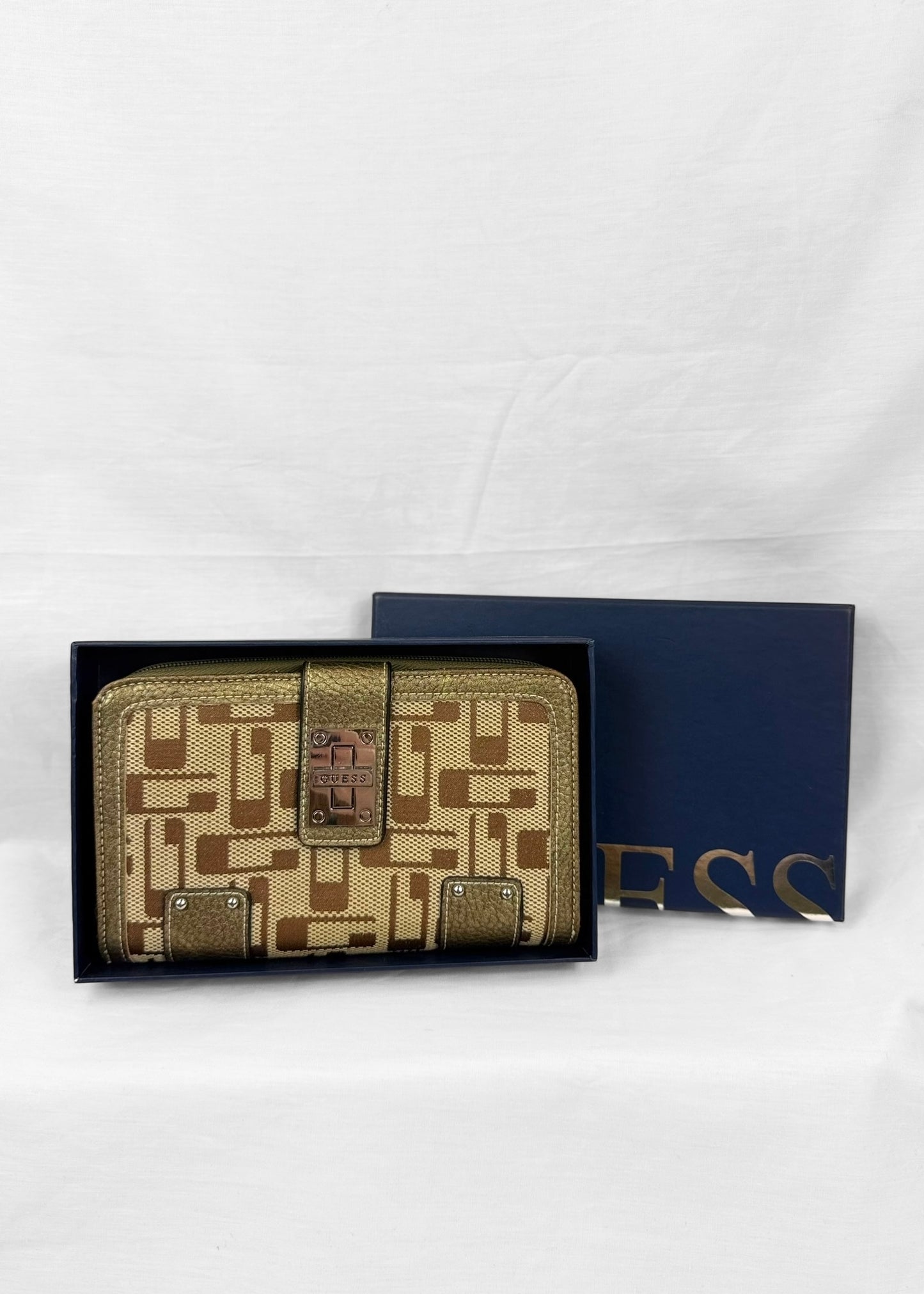 Vintage Guess Wallet in Brown monogram with Box