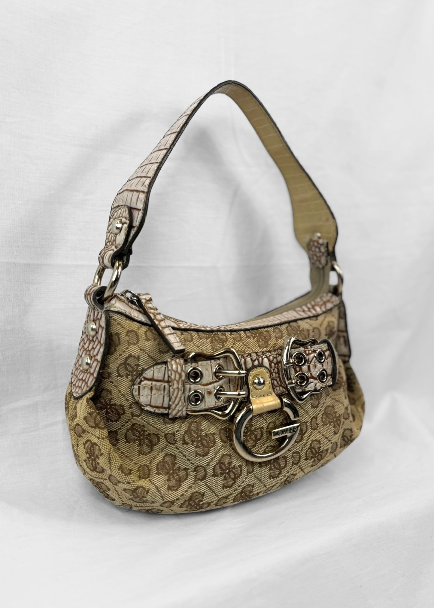 Vintage Guess Bag in Beige Croco