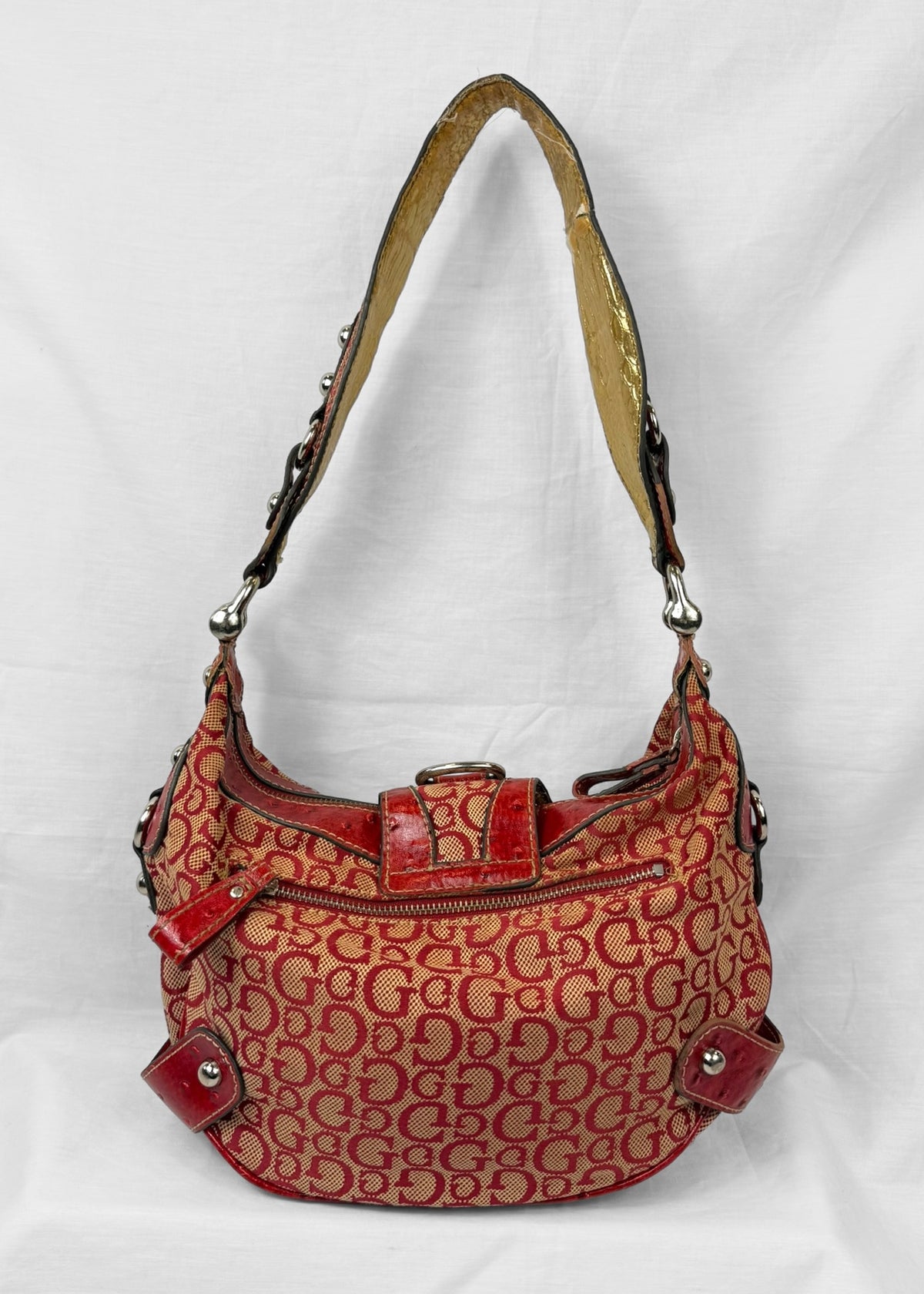 Rare Vintage Guess Bag in Red Monogram with G Buckle