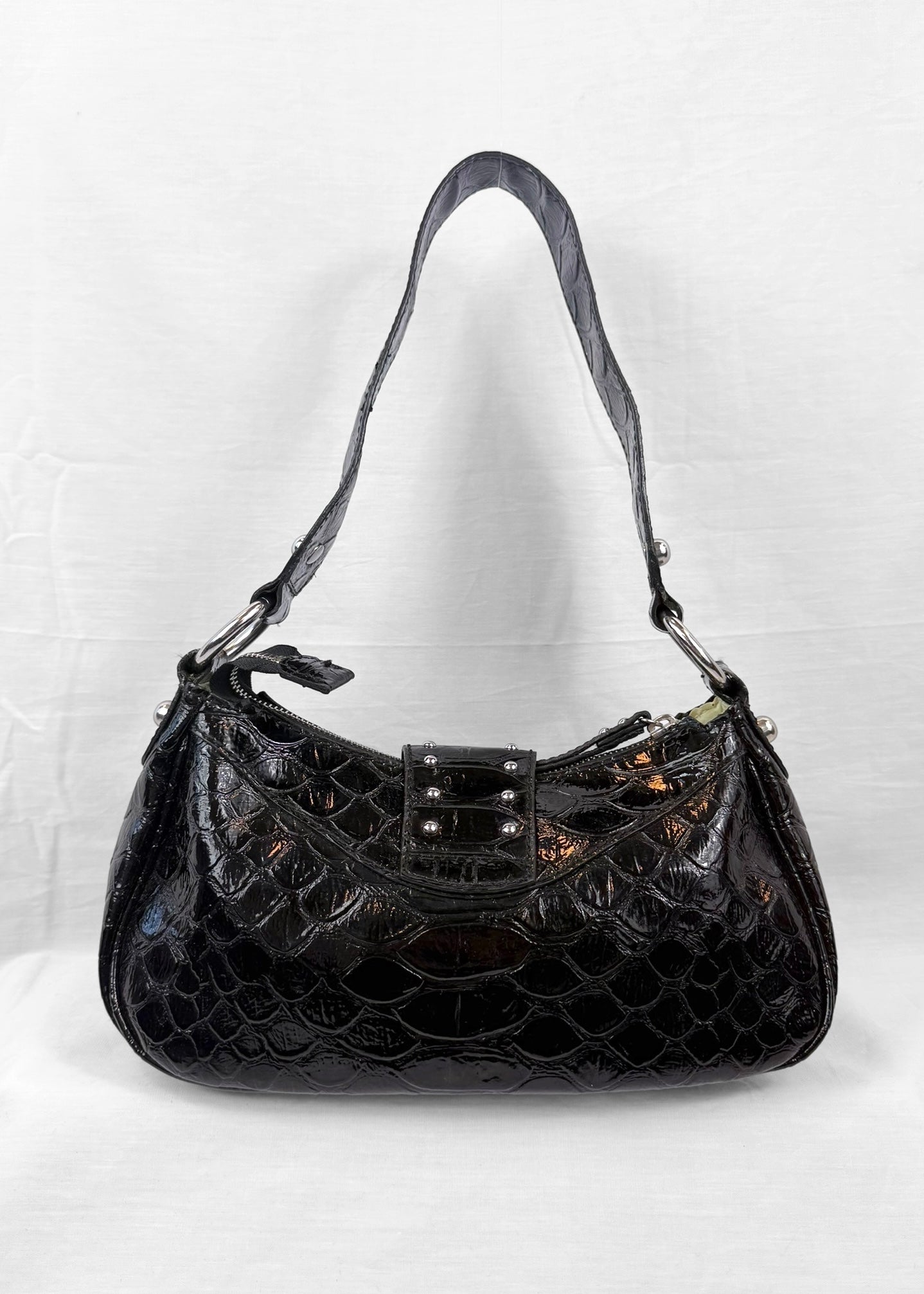 Guess Bag in Black Croco and Silver