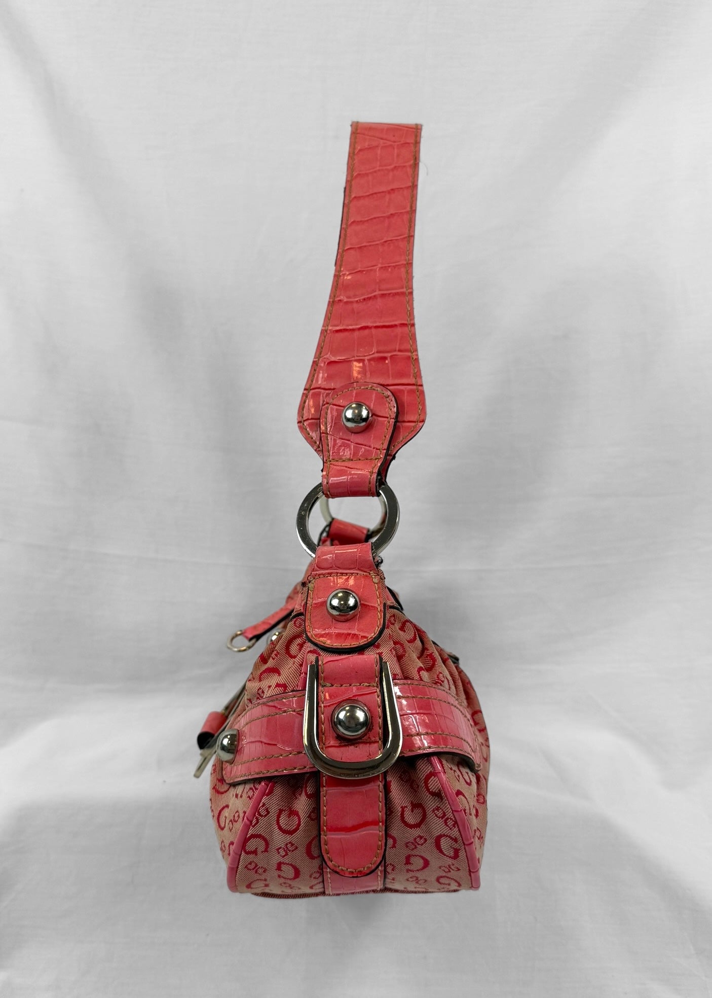 Vintage Guess Bag in Pink Monogram and Silver Details