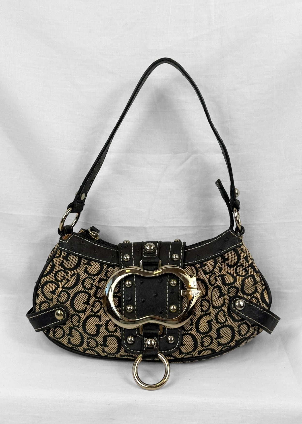 Vintage Guess Bag Ultra Rare in Black Monogram Silver