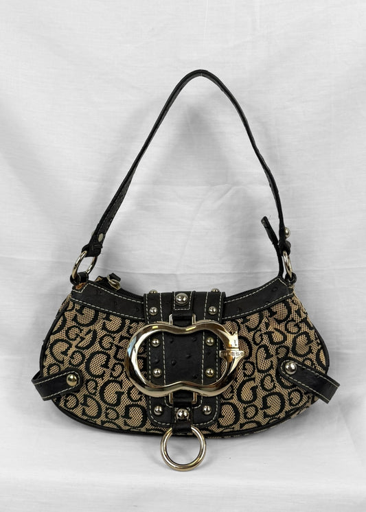 Vintage Guess Bag Ultra Rare in Black Monogram Silver