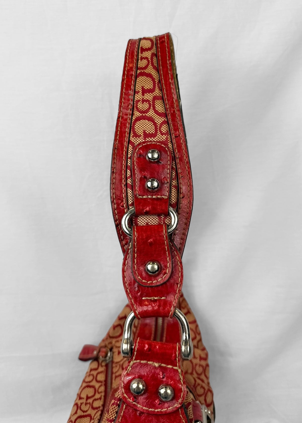 Rare Vintage Guess Bag in Red Monogram with G Buckle