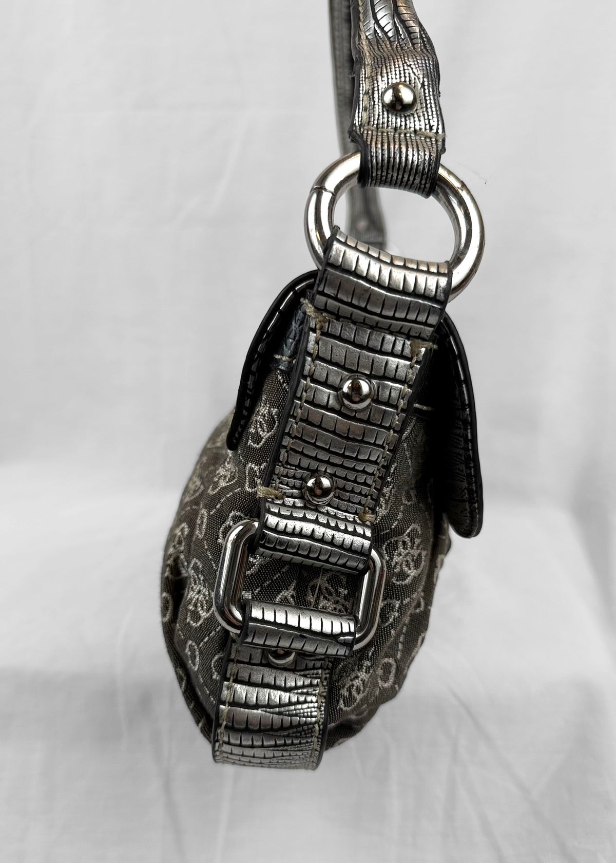 Vintage Guess Bag in Grey Denim Silver