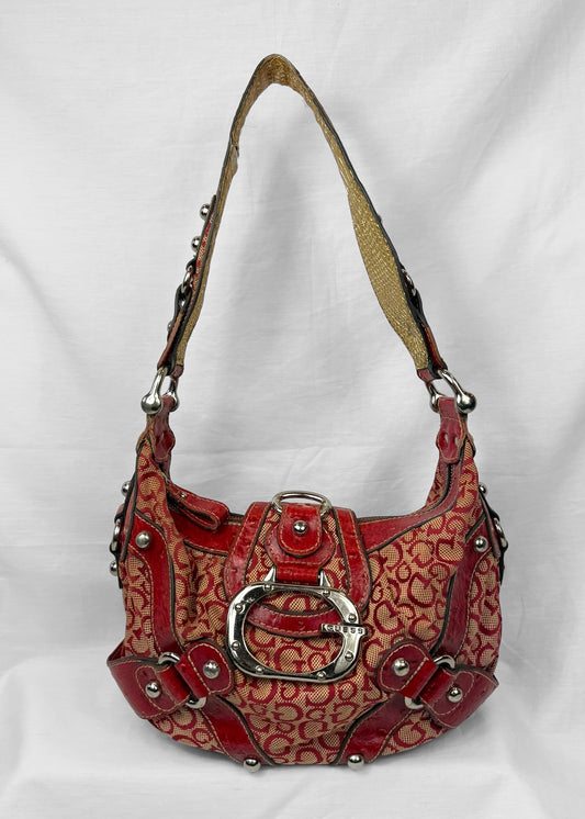 Rare Vintage Guess Bag in Red Monogram with G Buckle