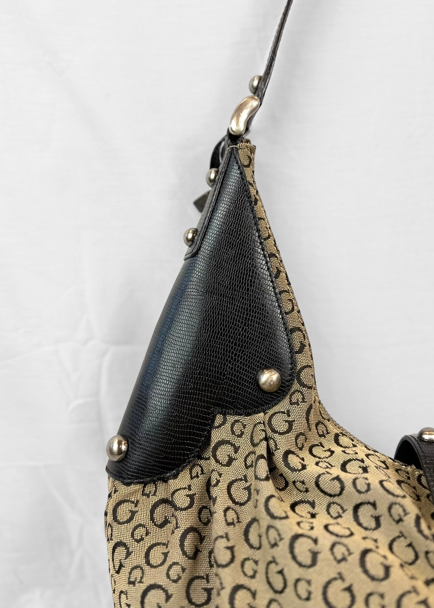 Vintage Guess Bag in Black Monogram and Studs