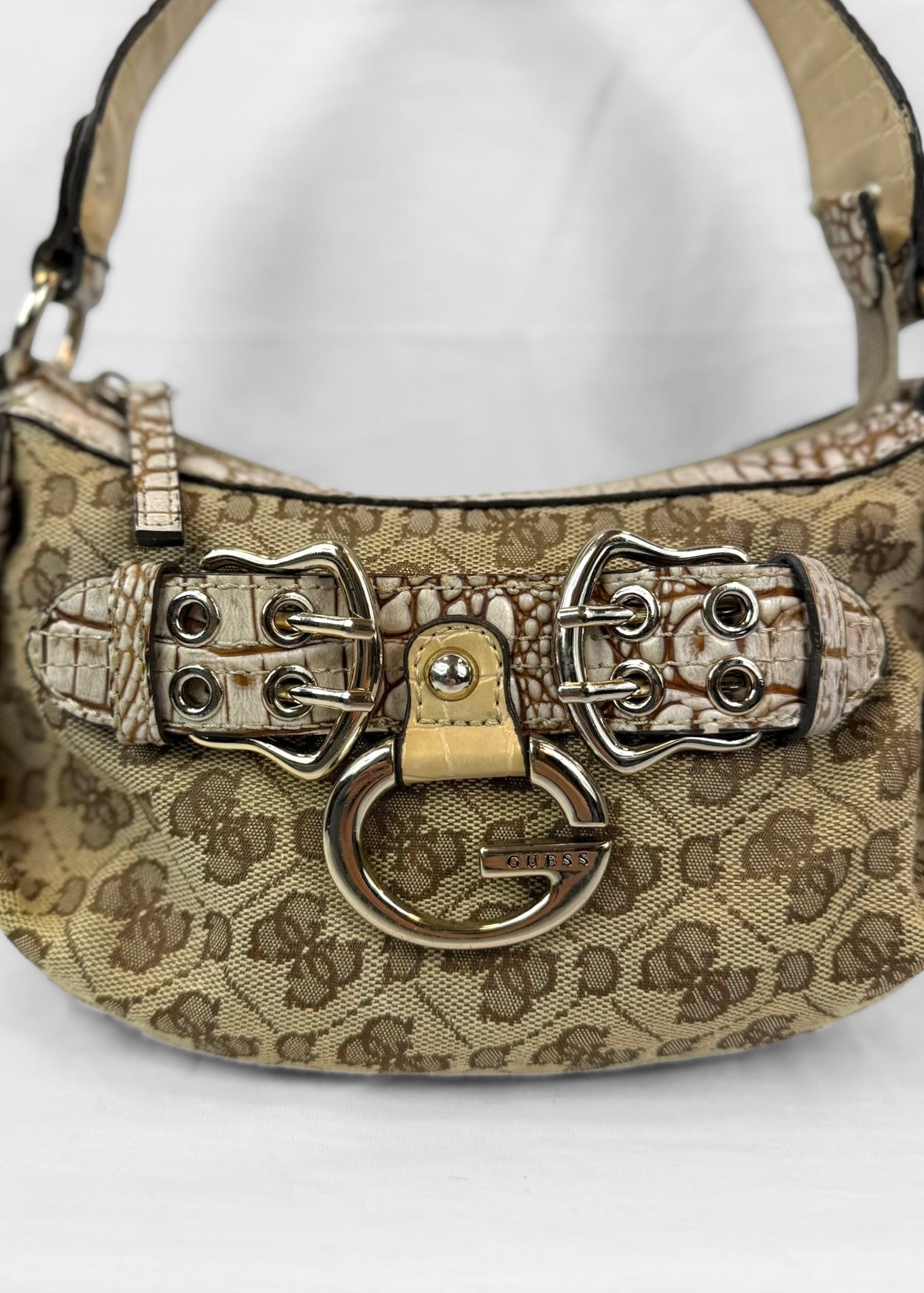 Vintage Guess Bag in Beige Croco