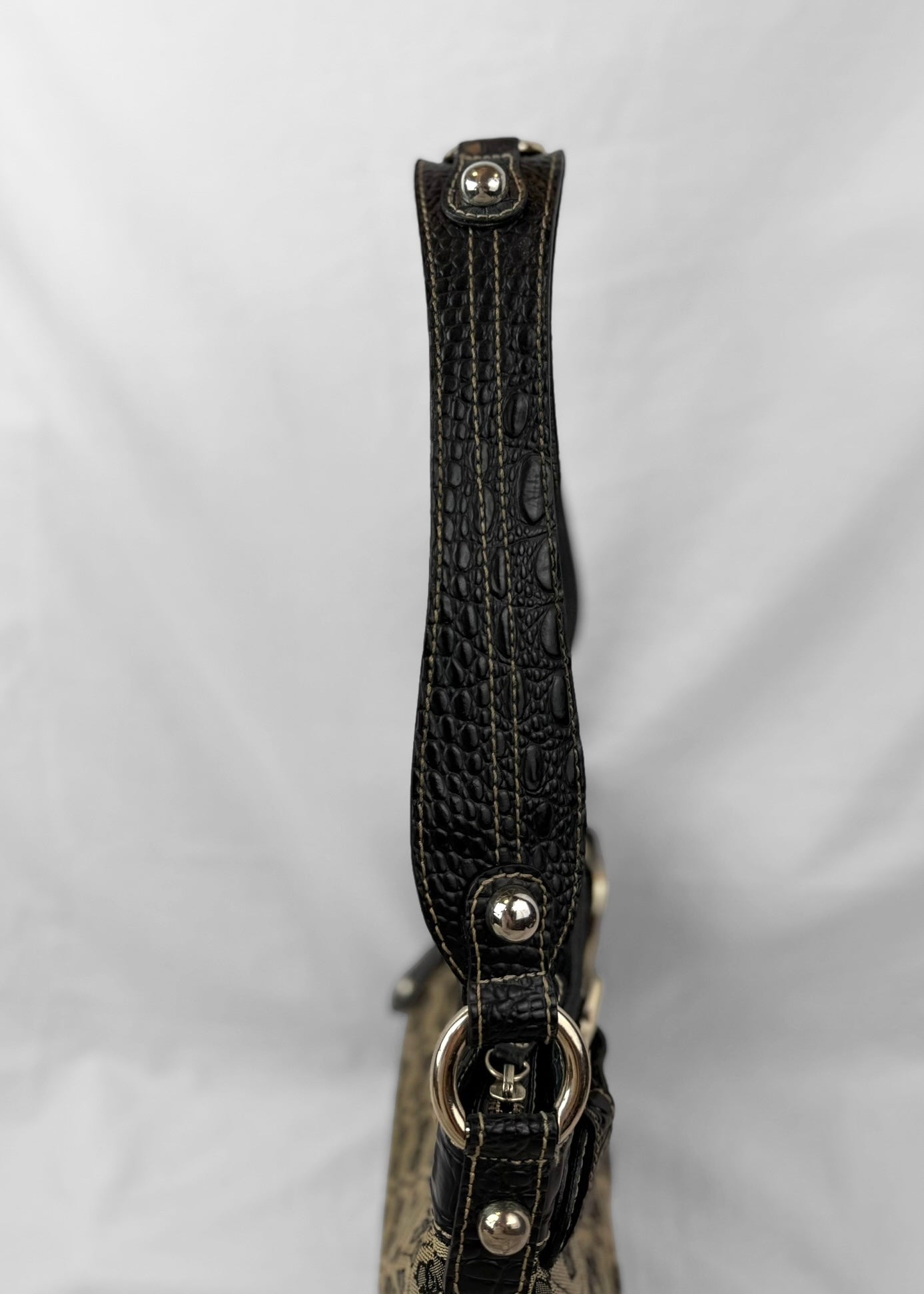 Vintage Guess Bag Black Monogram Buckle G