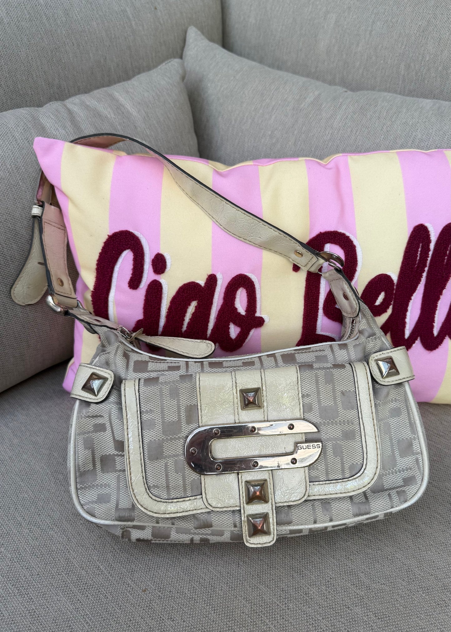 Vintage Guess Bag in Cream and Studs