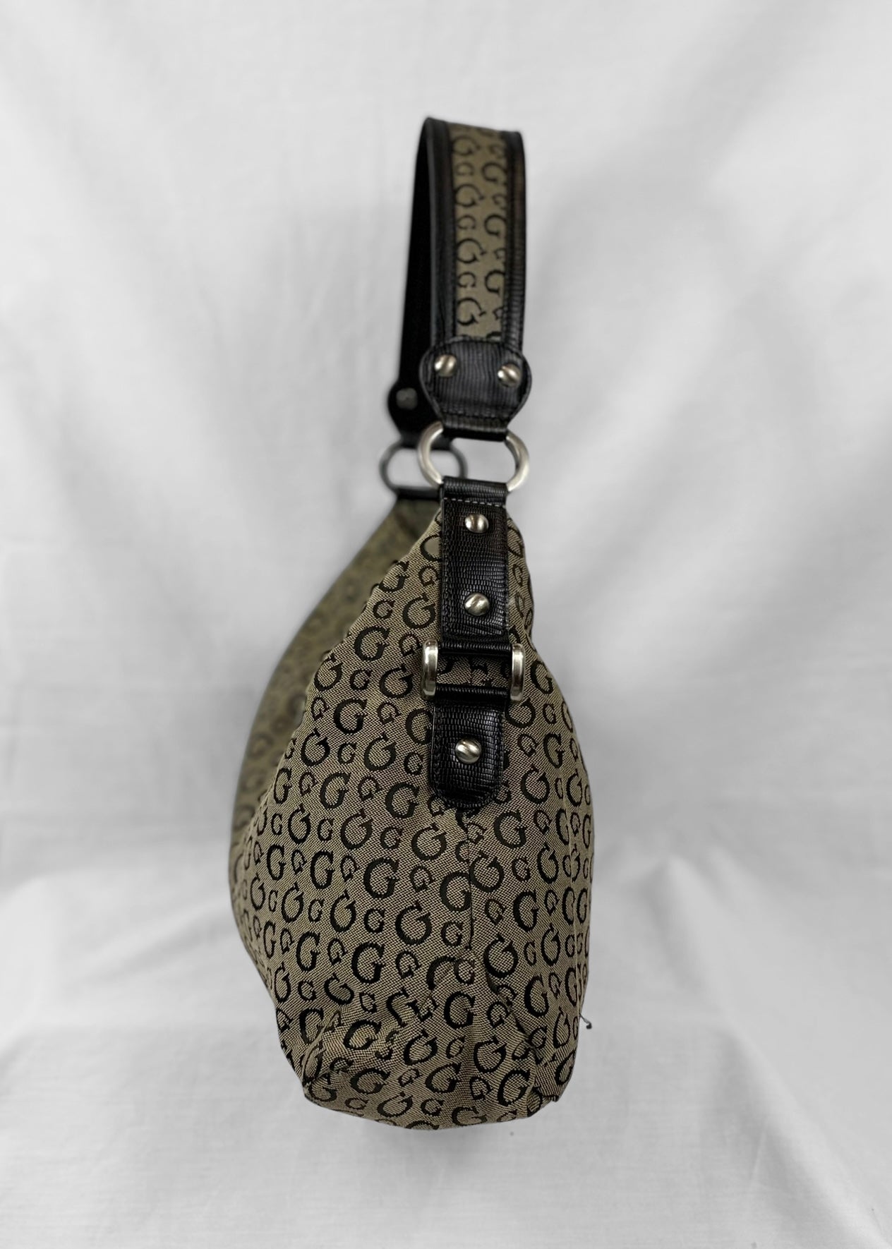 Vintage Guess Y2K Monogram Hobo Bag Black Brown