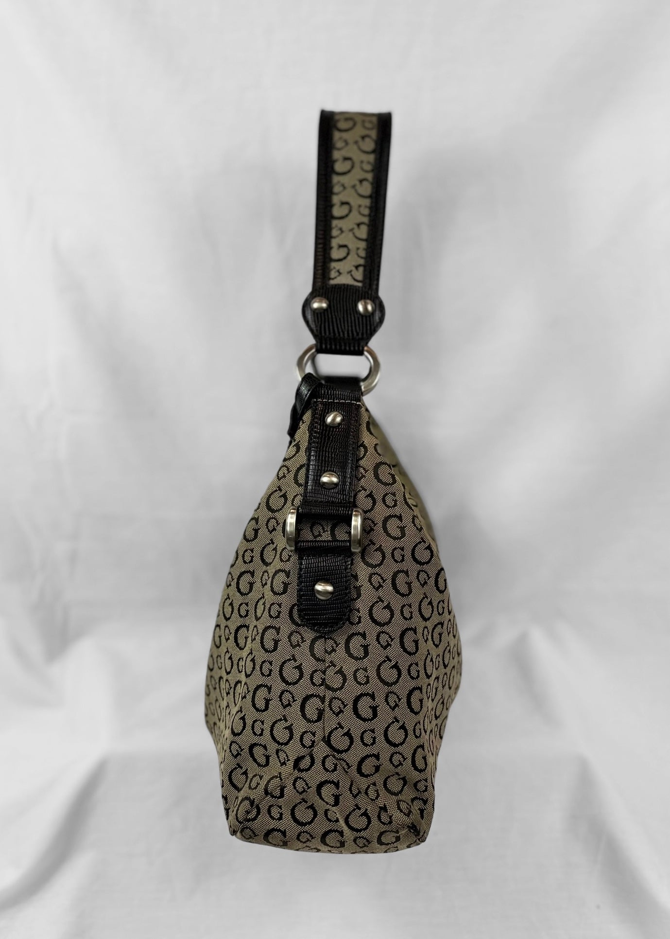 Vintage Guess Y2K Monogram Hobo Bag Black Brown