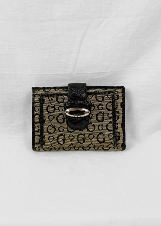 Vintage Guess 2000 Y2K Monogram Wallet Black Brown