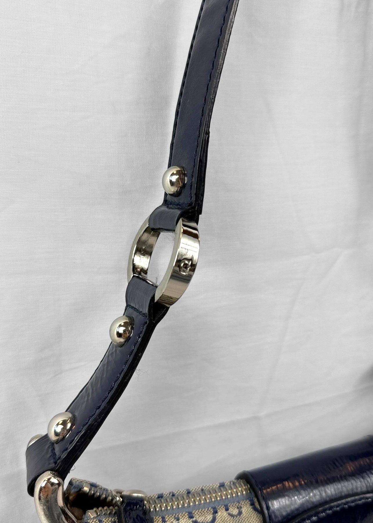 Vintage 2000s Guess Baguette Bag Blue Monogram