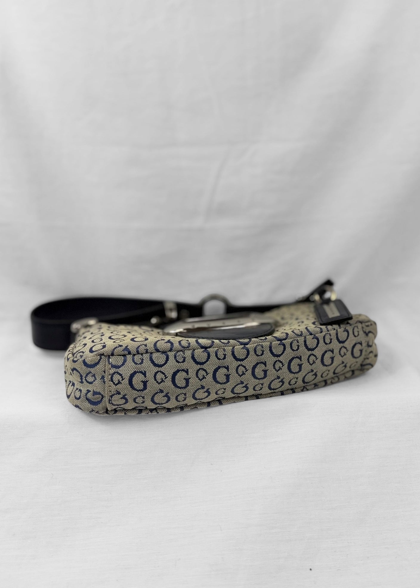 Vintage 2000s Guess Baguette Bag Blue Monogram