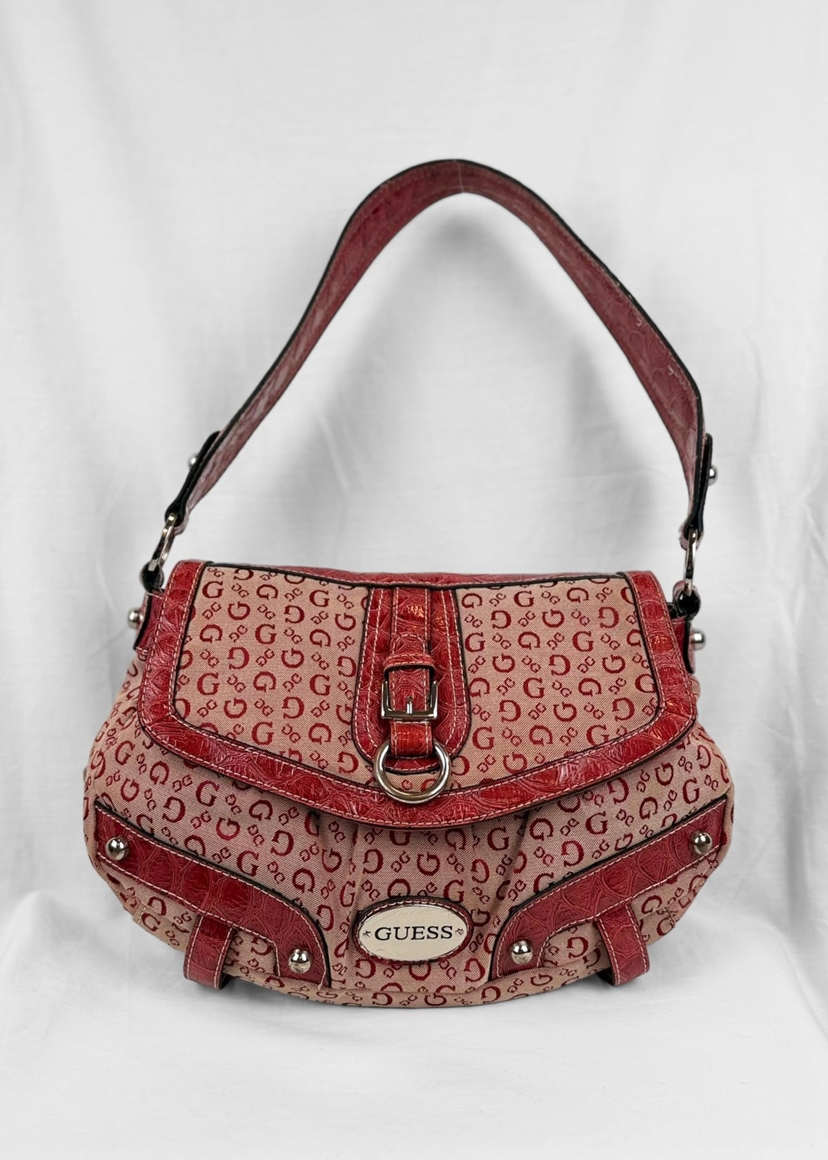 Vintage Guess Shoulderbag in Red Croco