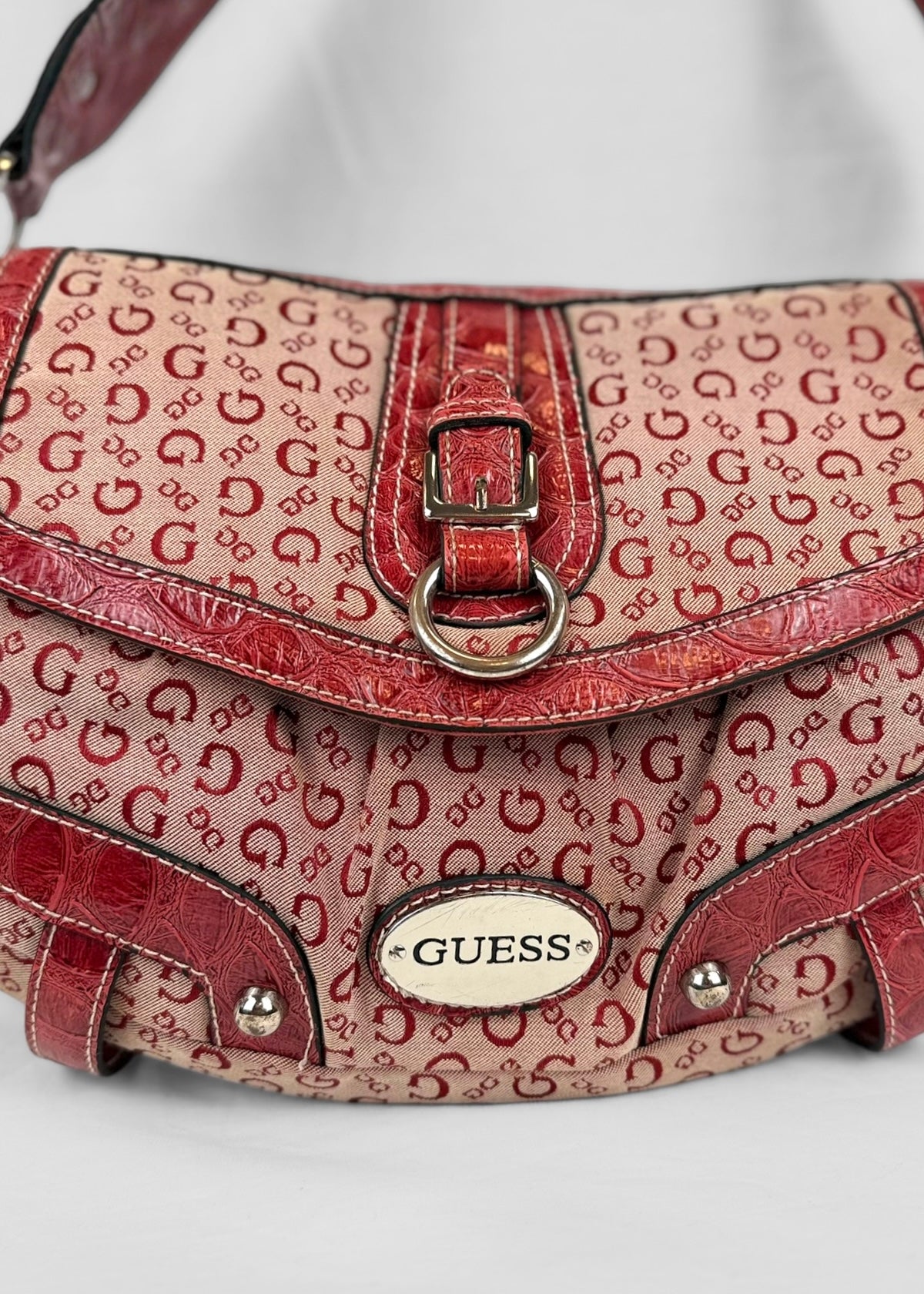 Vintage Guess Shoulderbag in Red Croco