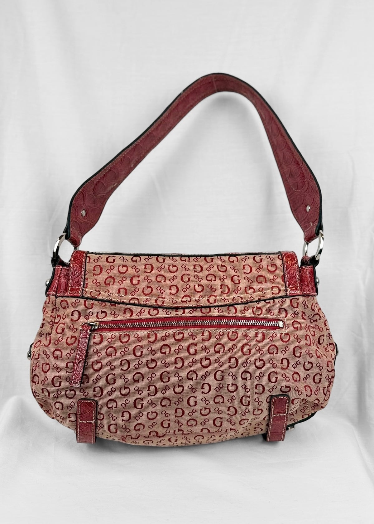Vintage Guess Shoulderbag in Red Croco