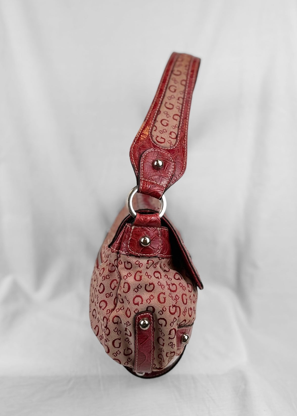 Vintage Guess Shoulderbag in Red Croco