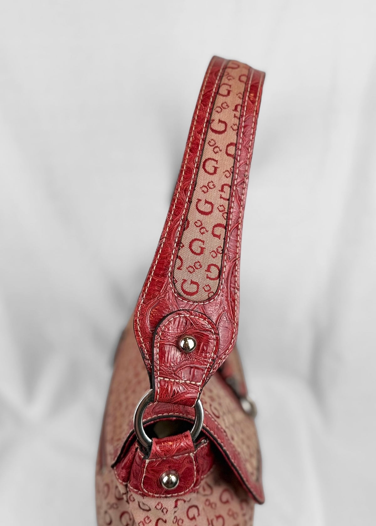 Vintage Guess Shoulderbag in Red Croco