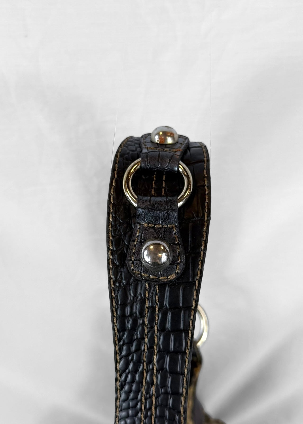 Rare Vintage Guess Y2K Shoulderbag in Croco Black Monogram G Buckle