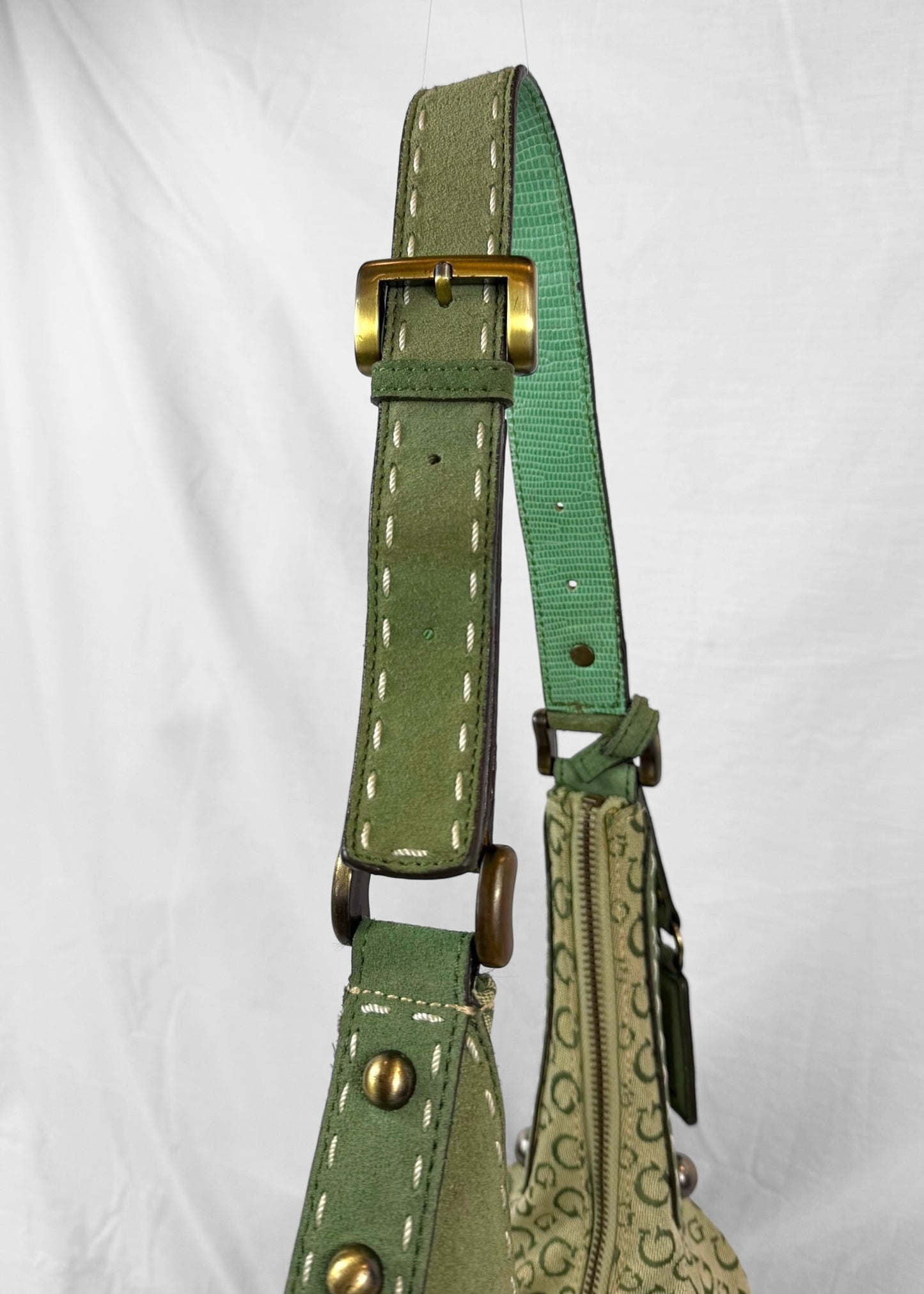 Vintage RARE Guess Bag in Green Monogram and Gold