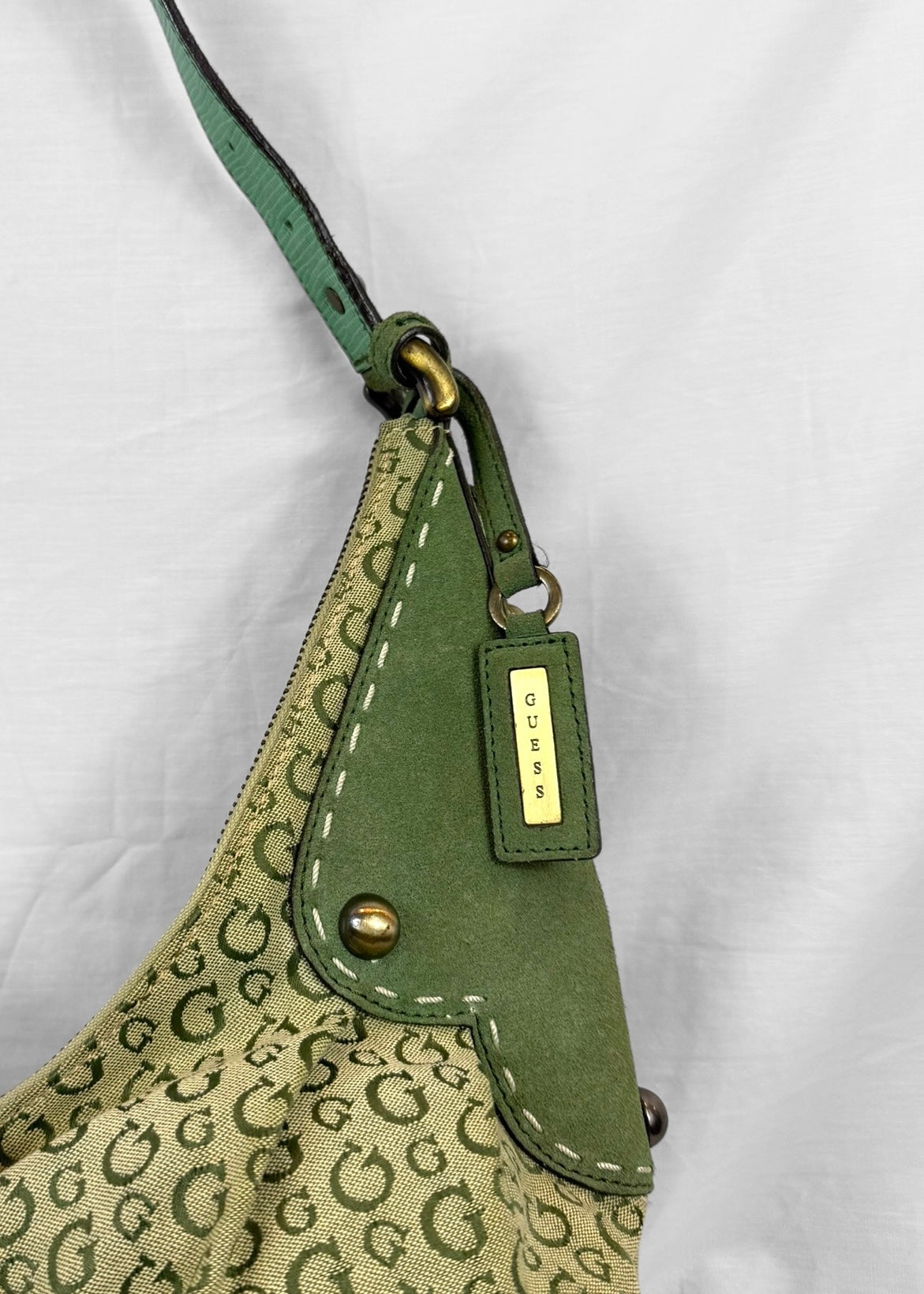 Vintage RARE Guess Bag in Green Monogram and Gold