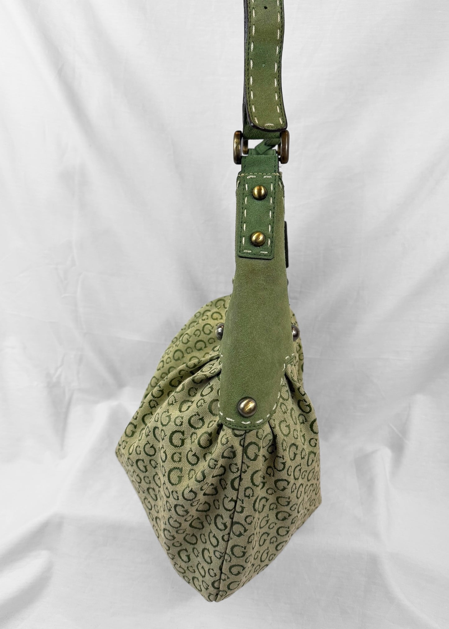 Vintage RARE Guess Bag in Green Monogram and Gold