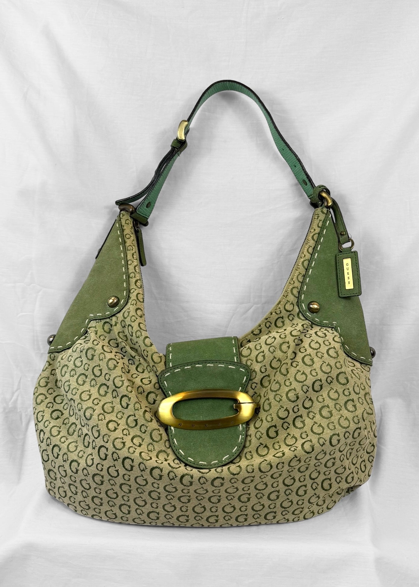 Vintage RARE Guess Bag in Green Monogram and Gold