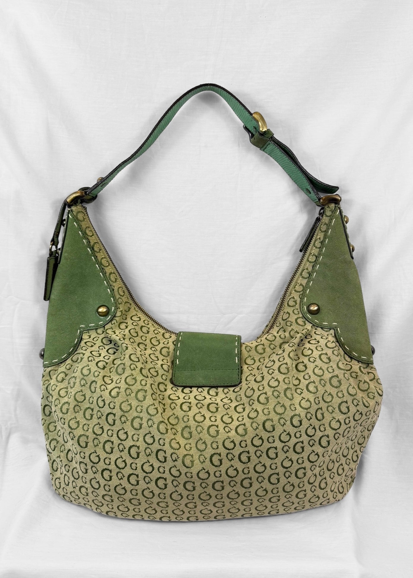 Vintage RARE Guess Bag in Green Monogram and Gold