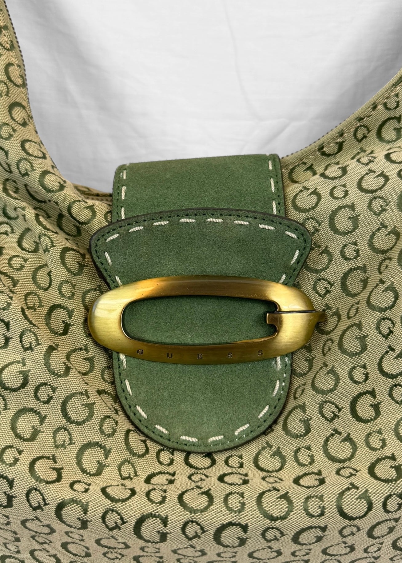 Vintage RARE Guess Bag in Green Monogram and Gold