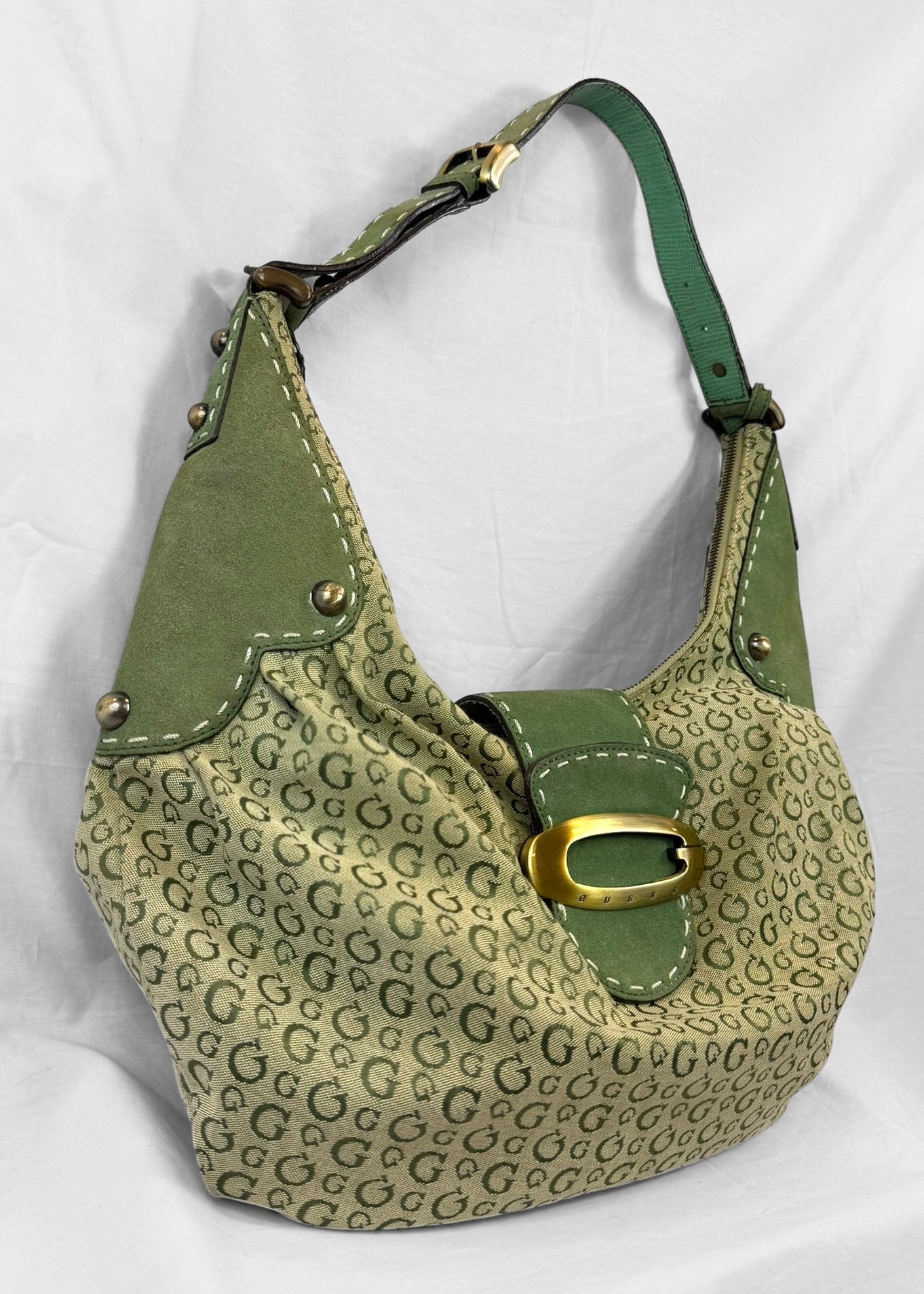 Vintage RARE Guess Bag in Green Monogram and Gold