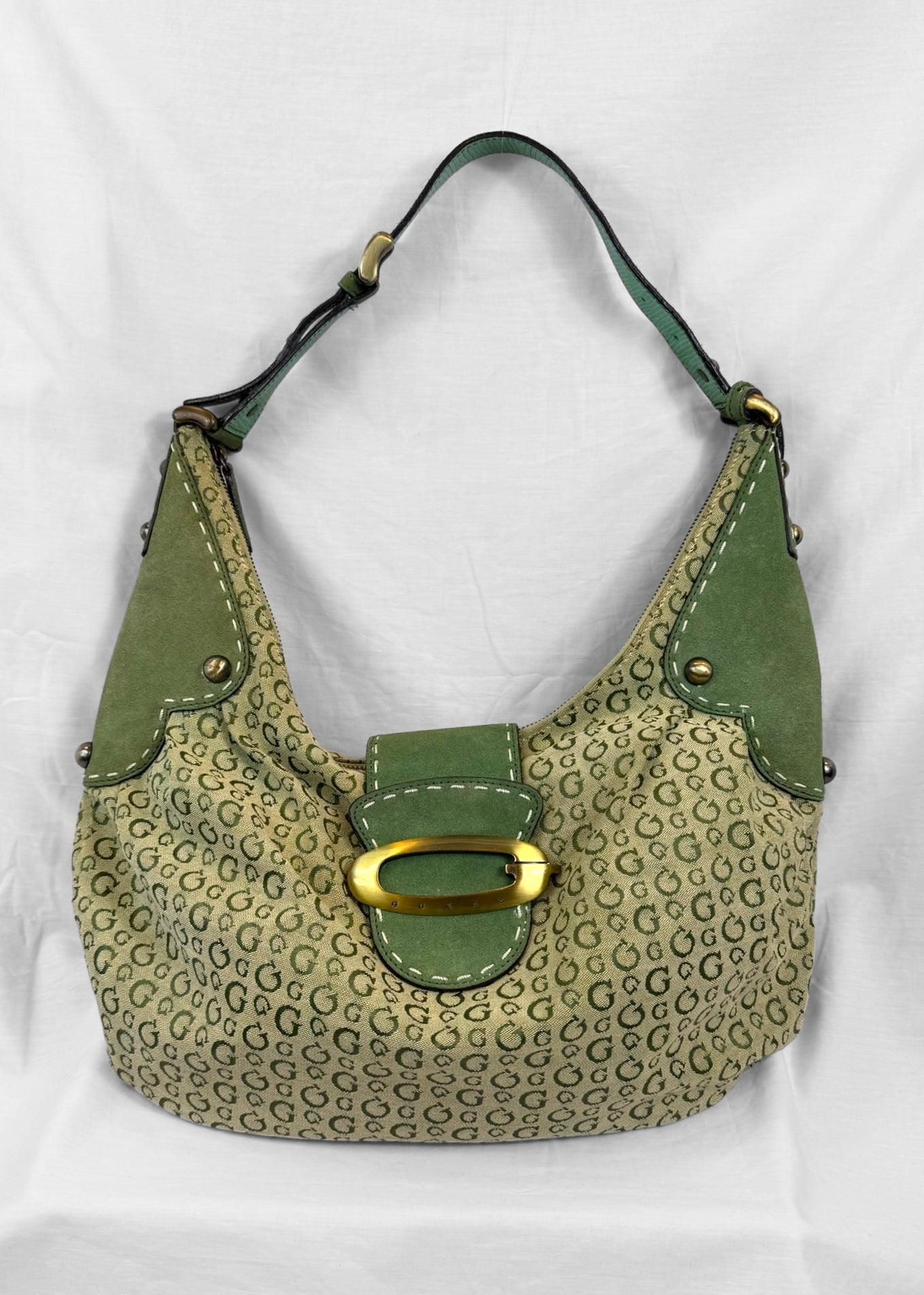 Vintage RARE Guess Bag in Green Monogram and Gold