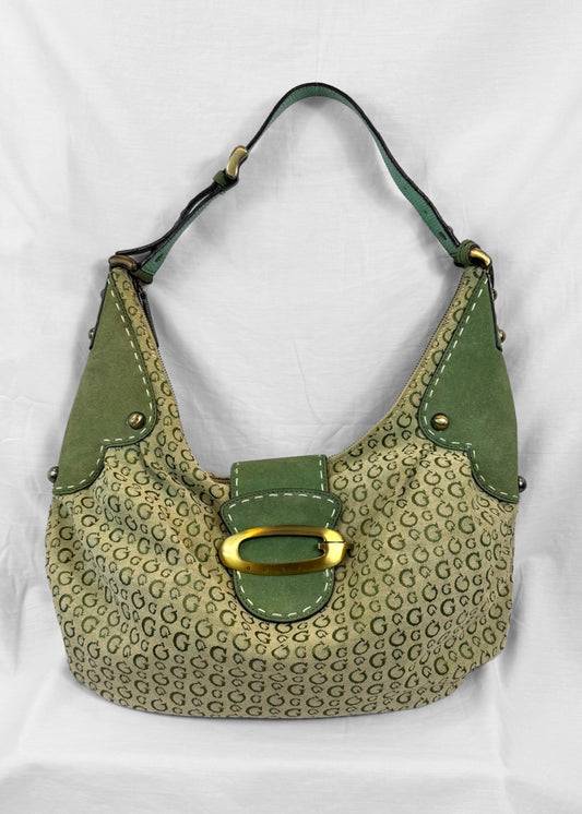 Vintage RARE Guess Bag in Green Monogram and Gold
