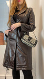 Brown leather coat M