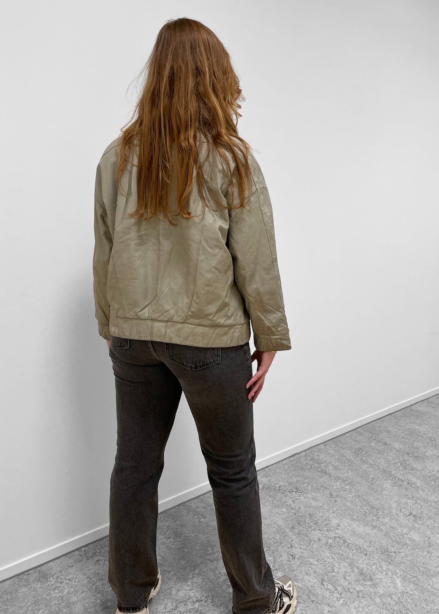 Vintage Cream Leather Jacket L