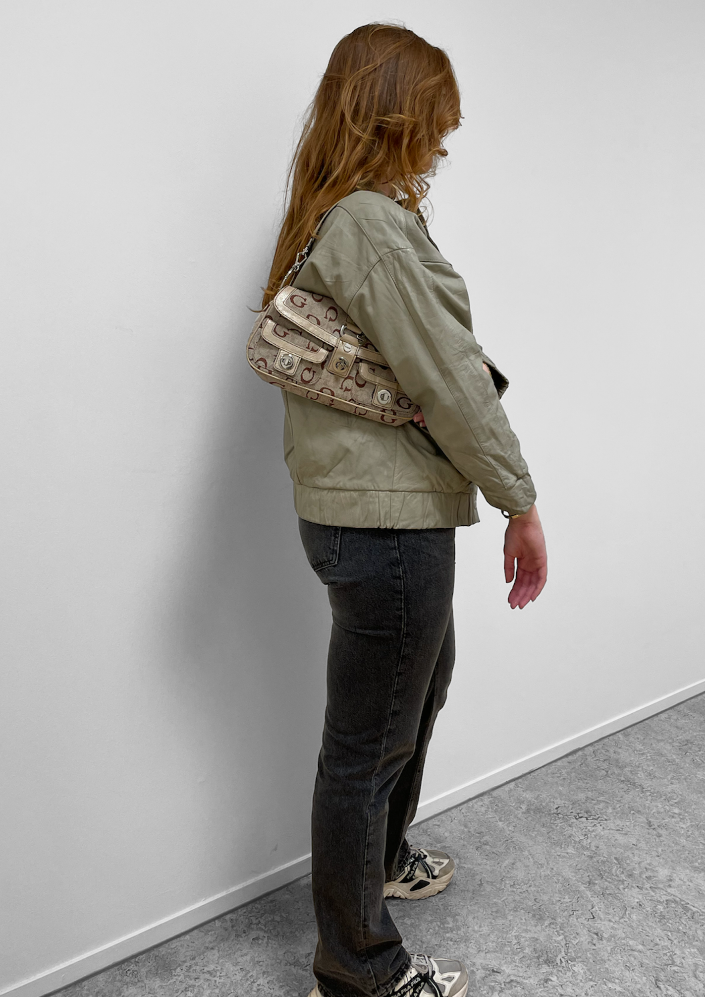 Vintage Cream Leather Jacket L