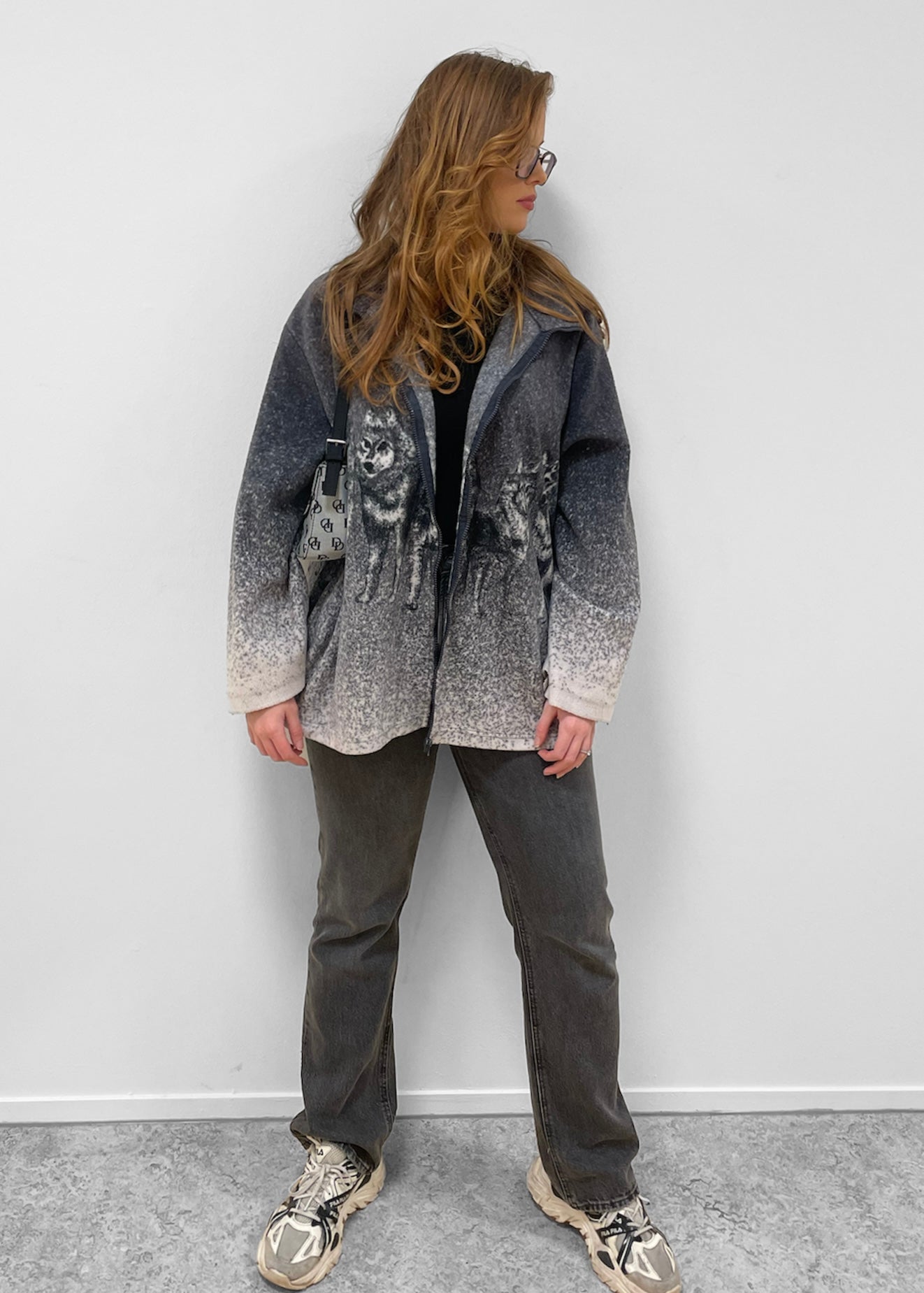 Vintage Fleece Wolf Zip Up XL