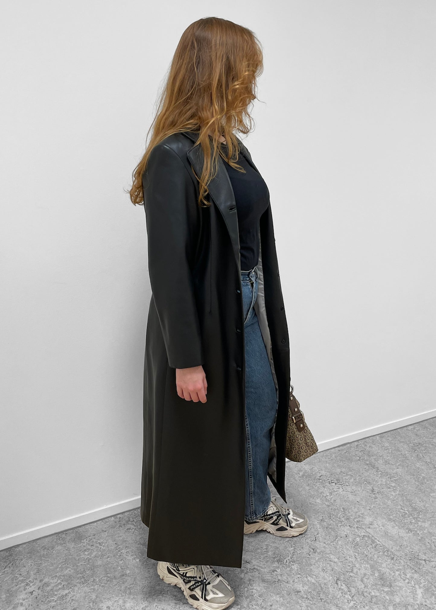 Faux Leather Trenchcoat L