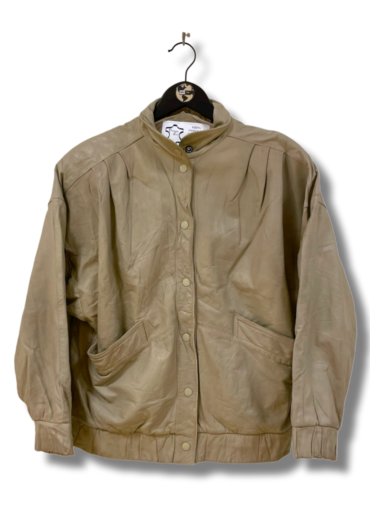 Vintage Cream Leather Jacket L