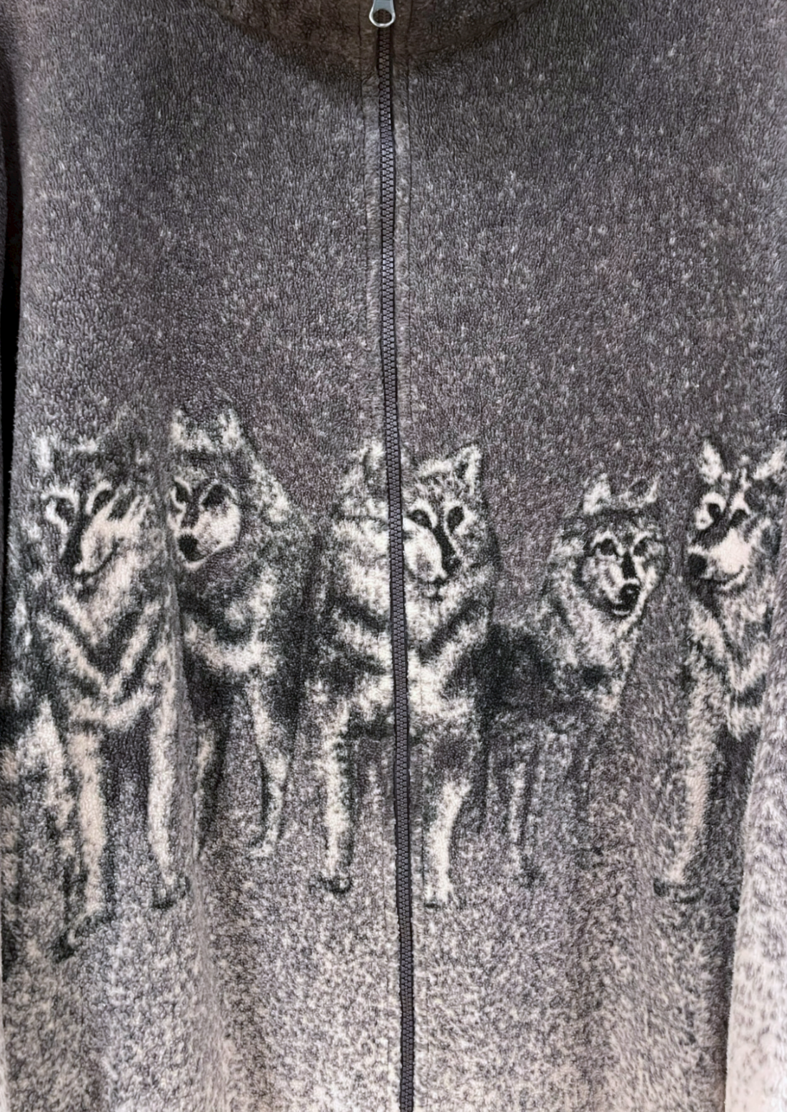 Vintage Fleece Wolf Zip Up XL