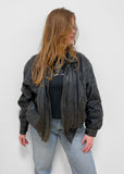 Vintage Leather Bomber Jacket L