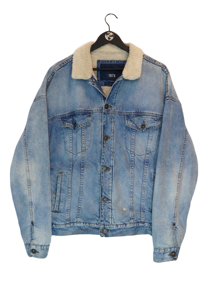 Zara denim sherpa jacket hotsell