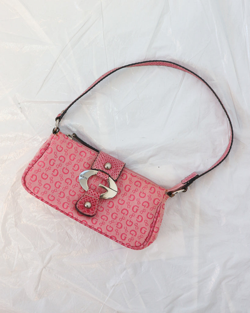 GUESS Los Angeles G Logo Satchel Crossbody Tote Bag Handbag - Two Tone Pink  Tan | eBay
